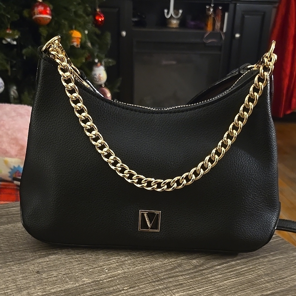 Victoria's Secret Leather Shoulder Bag with Gold Chain